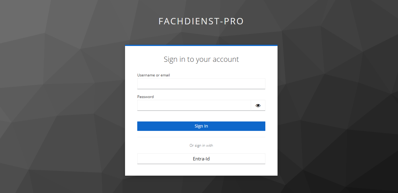 Login-Dialog am Fachdienst-Pro