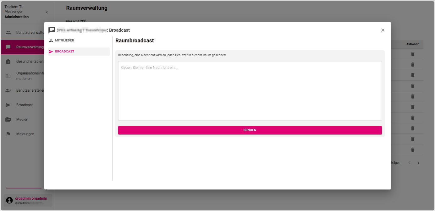 Raumverwaltung, Reiter Broadcast