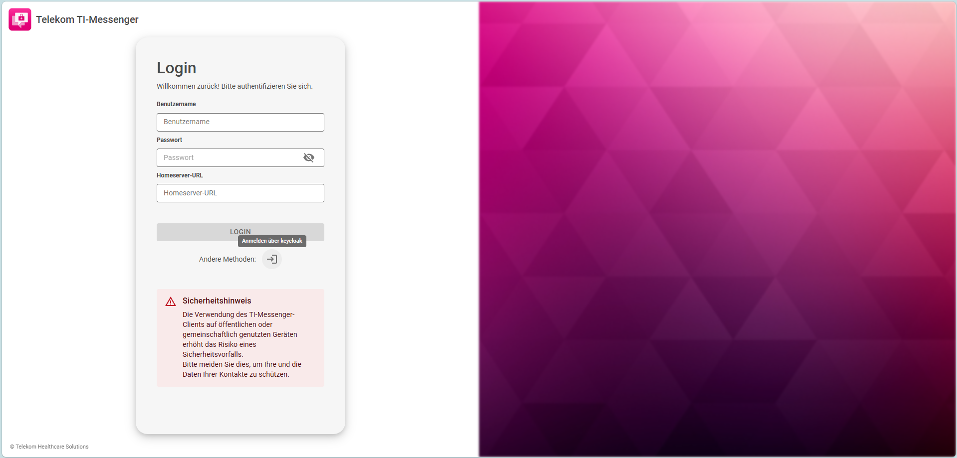 Login-Dialog am Telekom TI-Messenger