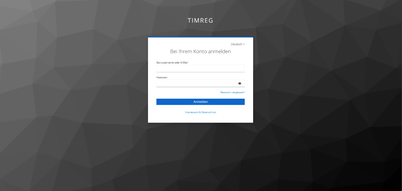 Anmeldemaske des TI-M Reg-Client